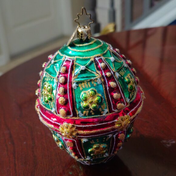 RARE CHRISTOPHER RADKO GOLD RED FABERGE EGG SAKS 5th AVE CHRISTMAS ORNAMENT - Picture 2 of 12